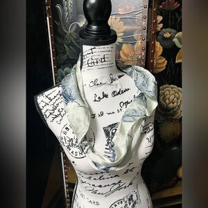 Chic Cream and Gray Typographic Scarf Wrap by Cynthia Espy